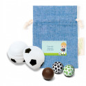 Brillo labial y bombones con diseño de fútbol en bolsa personalizada para comunión de niño