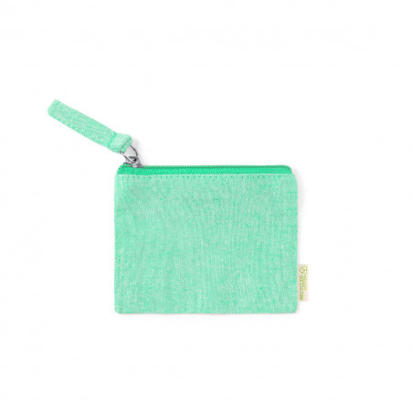 Caramelos sin azúcar en caja metálica personalizada y monedero verde para detalles de invitados