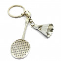 Llavero de metal en forma de raqueta de bádminton