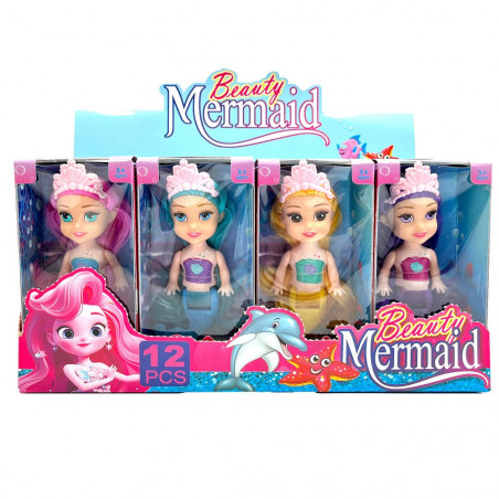 Muñeca Sirena con Melena de Colores tamaño mini