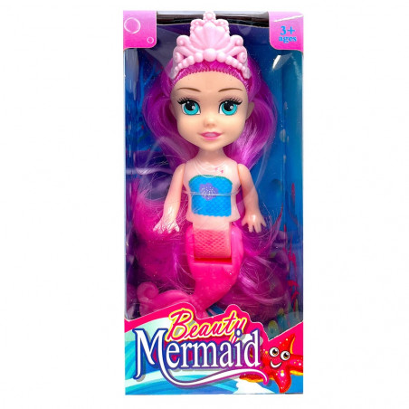 Muñeca Sirena con Melena de Colores tamaño mini