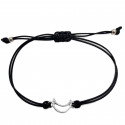 Pulsera de cordón negro con luna metálica para regalar