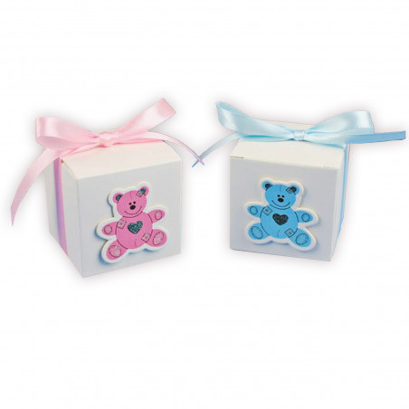 Caja con oso en azul o rosa