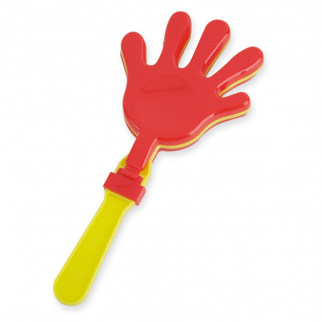 Palmeador rojo y amarillo personalizado con adhesivo de superhéroes para detalle infantil