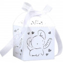 Caramelos sin azúcar en caja metálica con adhesivo diseño elefante presentado en elegante caja para detalles de bautizo