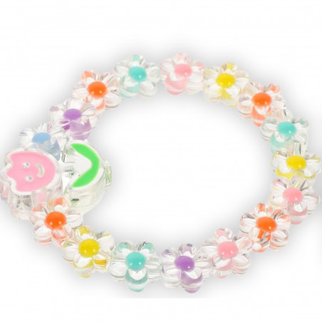 Pulseras infantiles elásticas con cuentas de colores, diseño divertido y alegre