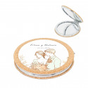 Espejo doble de corcho con adhesivo silueta romántica de novios para detalles de invitados