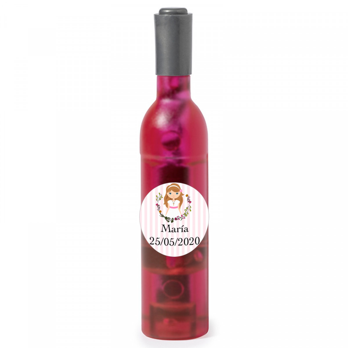 Sacacorchos Rosa Con Adhesivo Primera Comunión De Niña Para Regalar