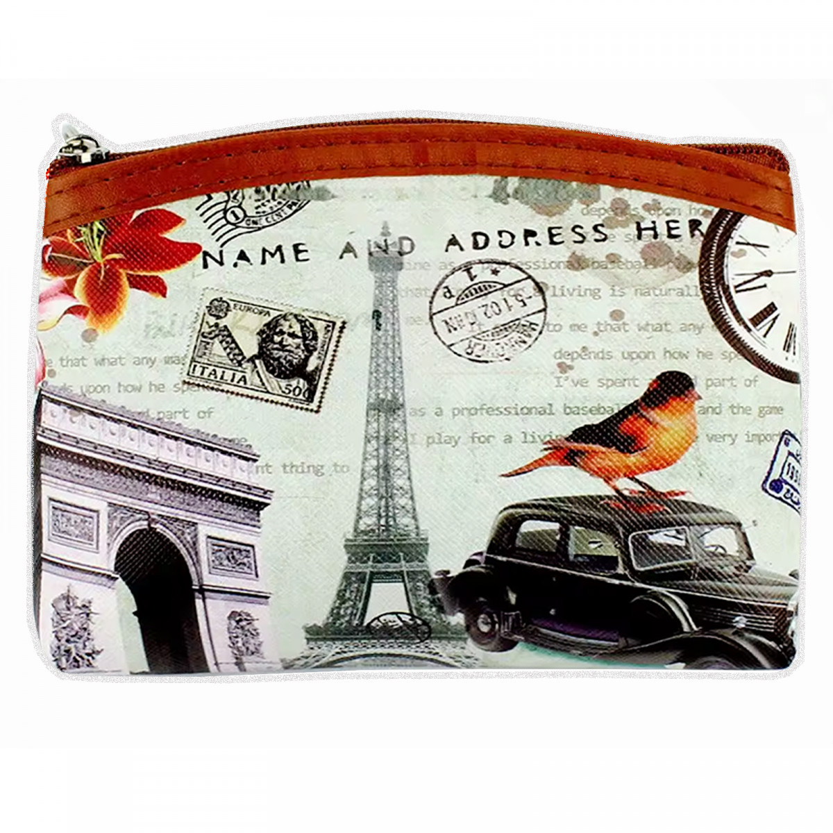 Monedero vintage París con cremallera