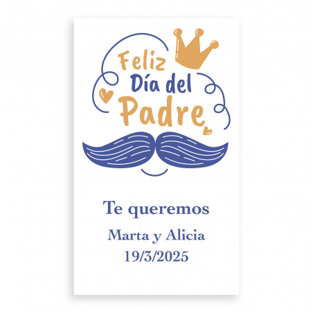 Botella de vino y sacacorchos en bolsa azul personalizada para detalles día del padre