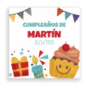 Silbato con luz presentado en sobre rojo con adhesivo personalizado de cumpleaños