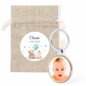 Llavero con foto personalizable en bolsa de tela con adhesivo diseño osito para regalar