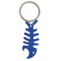 Llavero abridor en forma de espina de pescado azul con sobre de kraft y adhesivo de boda personalizado para regalar