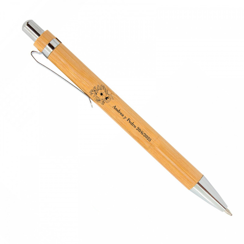 Detalles Boda Baratos Bolígrafo de Bambú Personalizado