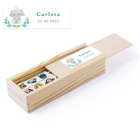 Dominó de animales infantil personalizado para bautizos