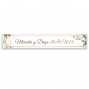 Adhesivo rectangular 5x1 con flores personalizado para eventos