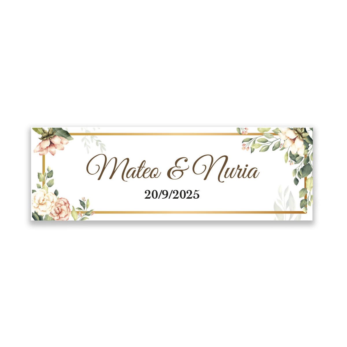 Etiqueta adhesiva personalizada con Diseño floral elegante 6x2cm