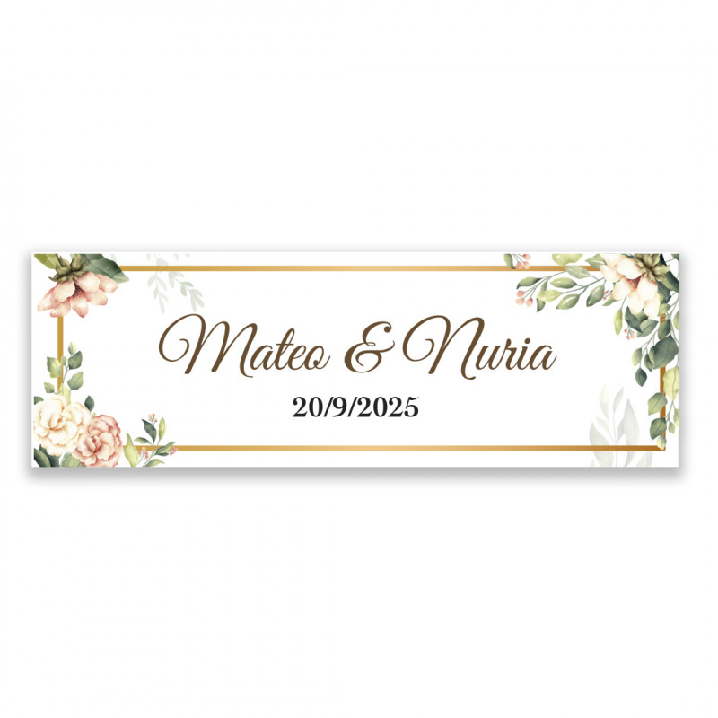 Etiqueta adhesiva personalizada con Diseño floral elegante 6x2cm