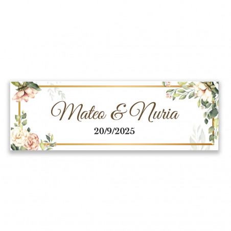 Etiqueta adhesiva personalizada con Diseño floral elegante 6x2cm