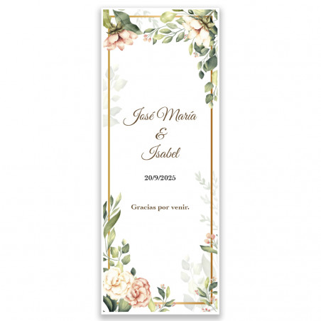 Adhesivo floral rectangular floral personalizado 5 x 13 cm