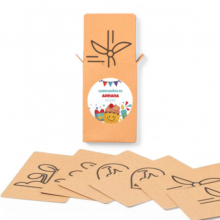 Juego de memoria tarjetas concienciación ecológica personalizado con adhesivo de cumpleaños