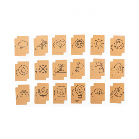 Juego de memoria tarjetas concienciación ecológica personalizado con adhesivo de cumpleaños