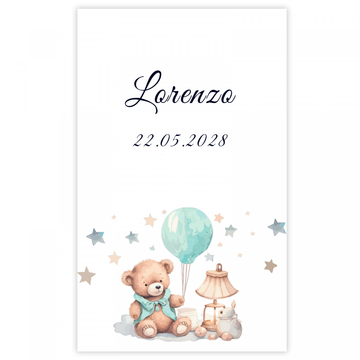 Adhesivo 5x7cm diseño oso para bautizos