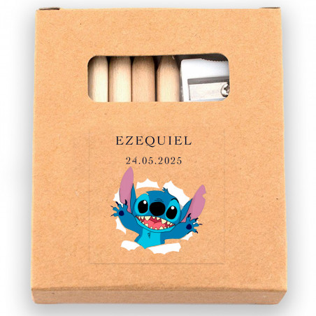 Detalles Stitch para Niños Lápices de colores con hojas para colorear