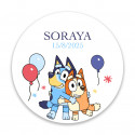 Adhesivo Redondo Personalizado Bluey y Bingo 3cm