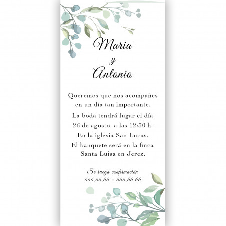 Invitación de boda elegante con diseño floral Personalizable