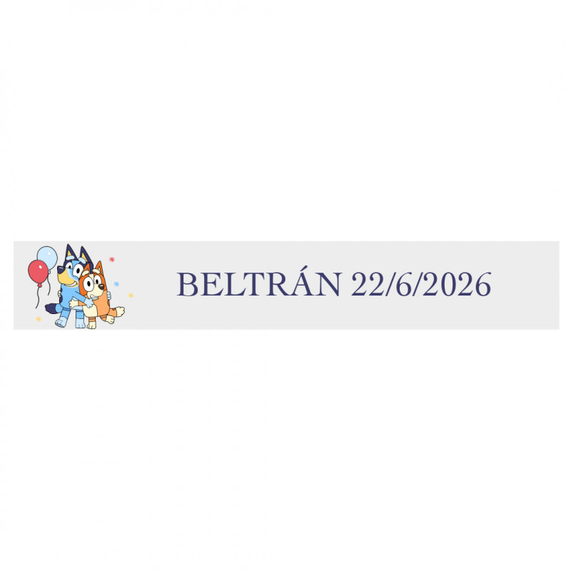 Adhesivo Personalizado Transparente Bluey y Bingo Ideal para Fiestas Infantiles 5x1cm