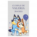 Etiqueta Transparente Personalizada para Cumpleaños con Personajes Infantiles Blue y Bingo 3x5cm