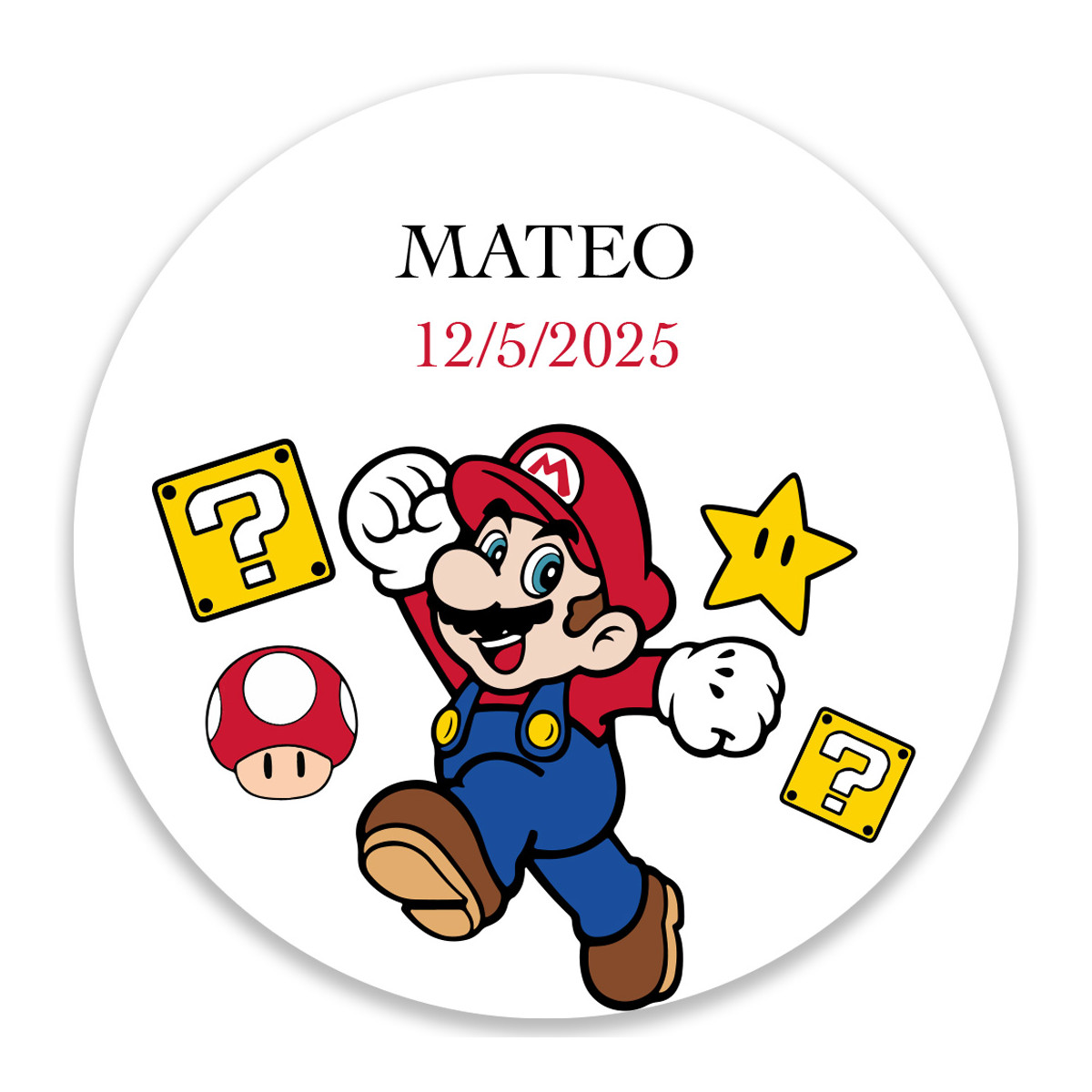 Adhesivo personalizado de super mario 5cm