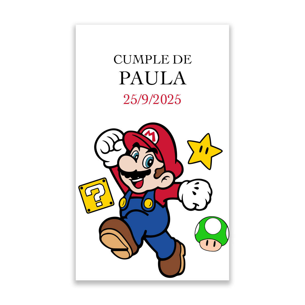 Adhesivos personalizados de super mario para eventos 3x5cm