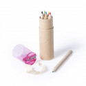 Estuche con lápices de colores y simpático adhesivo personalizable para detalles infantiles