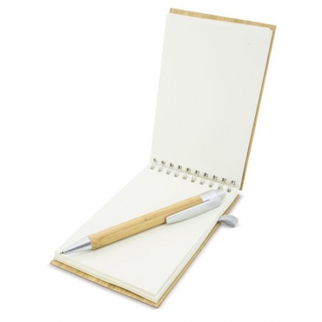 Libreta de bambú personalizada para boda con bolígrafo
