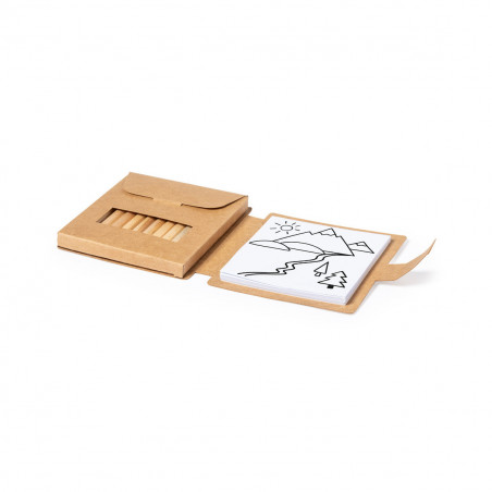 Estuche con hojas y lápices para colorear con adhesivo superhéroes para regalar