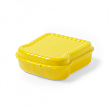 Porta sándwiches amarillo con adhesivo personalizado para regalos