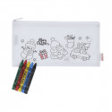 Estuche navideño para colorear con crayones y etiqueta con adhesivo personalizable para detalles