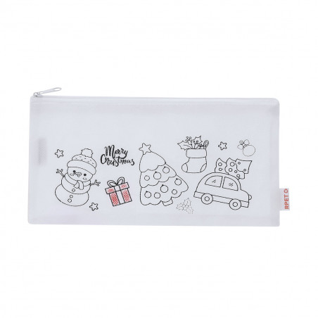 Estuche navideño para colorear con crayones y etiqueta con adhesivo personalizable para detalles
