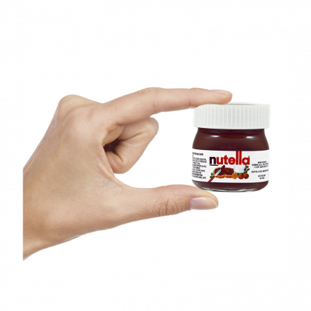 Nutella 25 gramos en tarro de cristal con adhesivo floral 3 cm personalizado para detalles