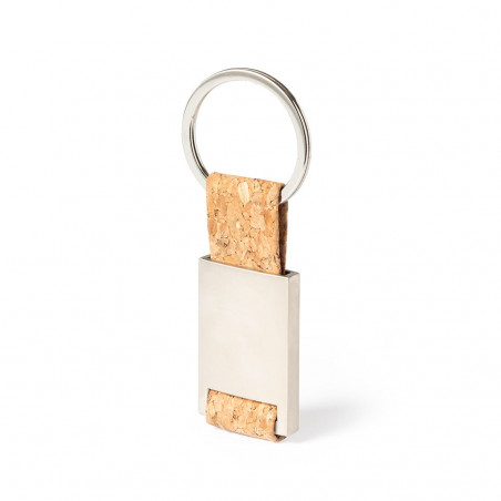 Llavero de corcho y metal con adhesivo personalizado de bautizo