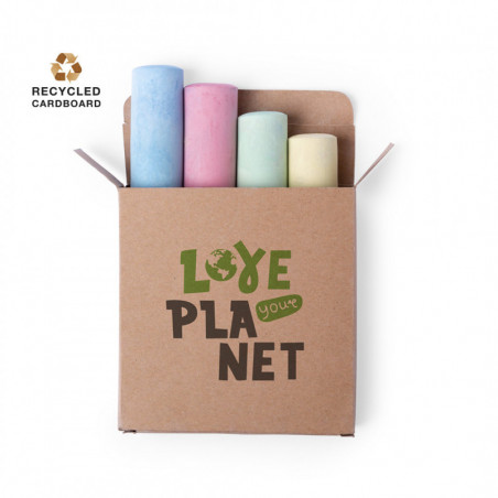 Tizas de colores en caja con adhesivo personalizado para detalles boda