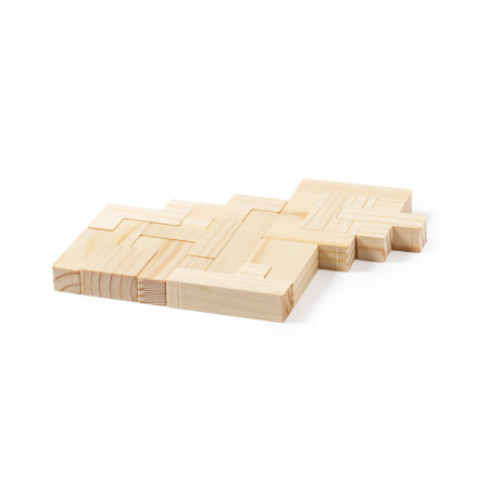 Tetris de madera presentado en caja personalizada con adhesivo de cumpleaños