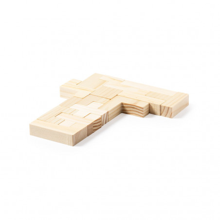 Tetris de madera presentado en caja personalizada con adhesivo de cumpleaños