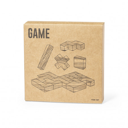 Tetris de madera presentado en caja personalizada con adhesivo de cumpleaños