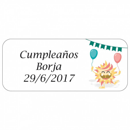 Juego de habilidad con agua diseño de monstruos y mosquetón en bolsa rosa y adhesivo de cumpleaños personalizado