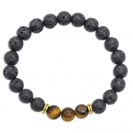 Pulsera de piedra volcánica en caja de cartón dorada para regalar