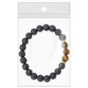 Pulsera de piedra volcánica en caja de cartón dorada para regalar