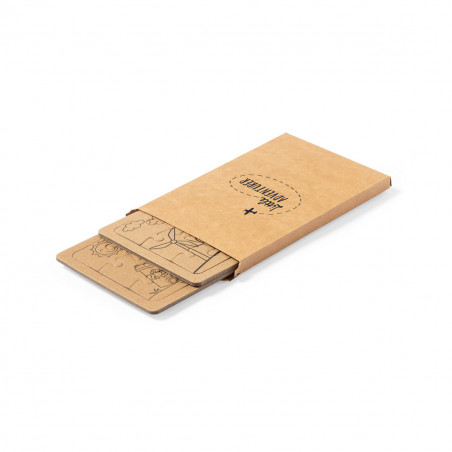 Puzzles eco presentados en caja con adhesivo personalizable para detalles